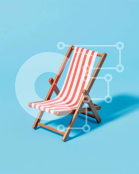 Intra Συλλεκτικό Ξύλινο Παζλ Plywood  4mm - Καρέκλα παραλίας σε μπλε φόντο Σε Ξύλινο Κουτί - Διαστάσεις Puzzle: 10x10 cm – 25 κομμάτια