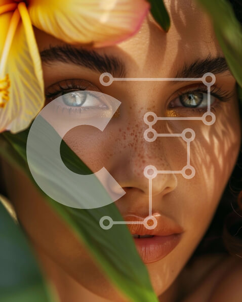 Intra Συλλεκτικό Ξύλινο Παζλ Plywood  4mm - Όμορφη γυναίκα με μπλε και πράσινα μάτια και λουλούδια Σε Ξύλινο Κουτί - Διαστάσεις Puzzle: 10x10 cm – 25 κομμάτια