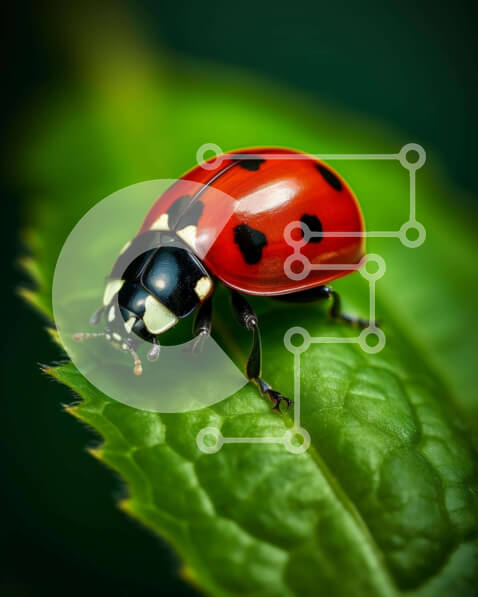 Intra Συλλεκτικό Ξύλινο Παζλ Plywood  4mm - Κόκκινη πασχαλίτσα σε πράσινο φύλλο Σε Ξύλινο Κουτί - Διαστάσεις: 10x10 cm – 25 κομμάτια