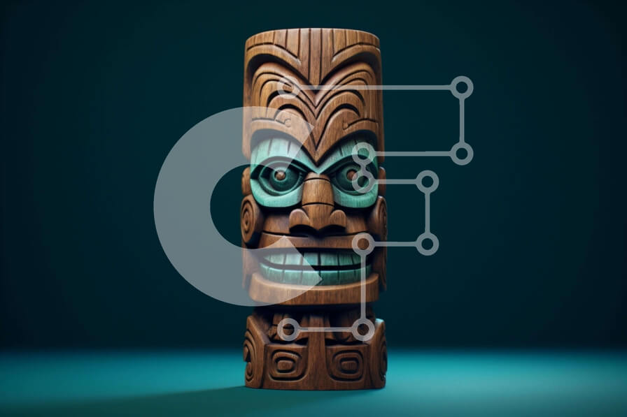 Intra Συλλεκτικό Ξύλινο Παζλ Plywood  4mm - Ξύλινο Tiki Totem με σκαλίσματα Σε Ξύλινο Κουτί - Διαστάσεις Puzzle: 10x10 cm – 25 κομμάτια