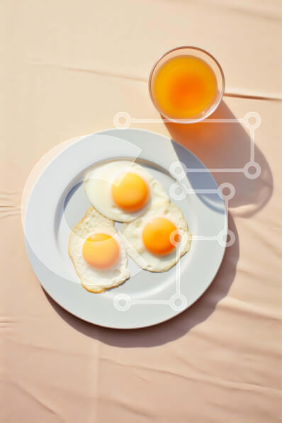 Σετ των 2 Intra Συλλεκτικό Ξύλινο Παζλ Plywood  4mm - Πρωινό με τηγανητά αυγά και χυμό πορτοκαλιού Σε Ξύλινο Κουτί - Διαστάσεις: 10x10 cm – 25 κομμάτια