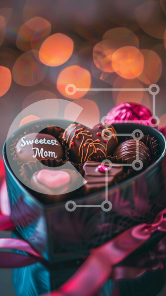 Intra Συλλεκτικό Ξύλινο Παζλ Plywood  4mm - Κουτί σοκολατάκια σε σχήμα καρδιάς - Sweetheart Mom Σε Ξύλινο Κουτί - Διαστάσεις Puzzle: 10x10 cm – 25 κομμάτια