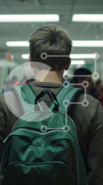 Intra Συλλεκτικό Ξύλινο Παζλ Plywood  4mm - Νεαρός άνδρας που περπατά στο διάδρομο με το σακίδιο Σε Ξύλινο Κουτί - Διαστάσεις Puzzle: 10x10 cm – 25 κομμάτια