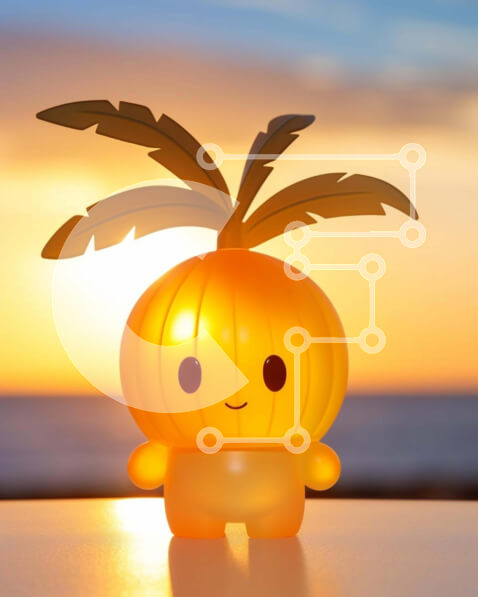 Intra Συλλεκτικό Ξύλινο Παζλ Plywood  4mm - Χαρούμενος ανανάς παιχνιδιών στο ηλιοβασίλεμα Σε Ξύλινο Κουτί - Διαστάσεις: 10x10 cm – 25 κομμάτια