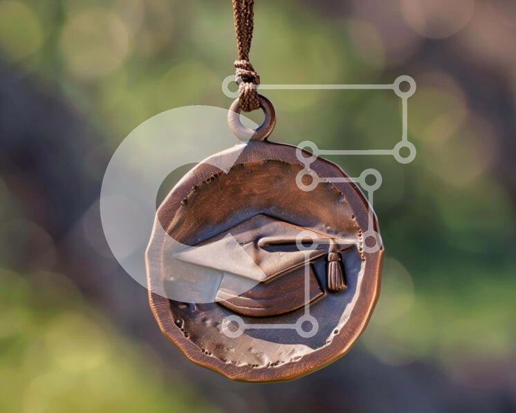 Intra Συλλεκτικό Ξύλινο Παζλ Plywood  4mm - Μετάλλιο με καπάκι αποφοίτησης που κρέμεται από κορδόνι Σε Ξύλινο Κουτί - Διαστάσεις Puzzle: 10x10 cm – 25 κομμάτια