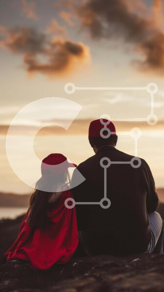 Intra Συλλεκτικό Ξύλινο Παζλ Plywood  4mm - Άνδρας και κόρη στο βράχο στο ηλιοβασίλεμα Σε Ξύλινο Κουτί - Διαστάσεις Puzzle: 10x10 cm – 25 κομμάτια