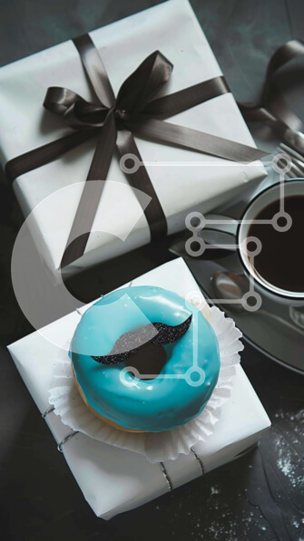 Intra Συλλεκτικό Ξύλινο Παζλ Plywood  4mm - Κομψή παρουσίαση Blue Donuts και καφέ Σε Ξύλινο Κουτί - Διαστάσεις: 10x10 cm – 25 κομμάτια