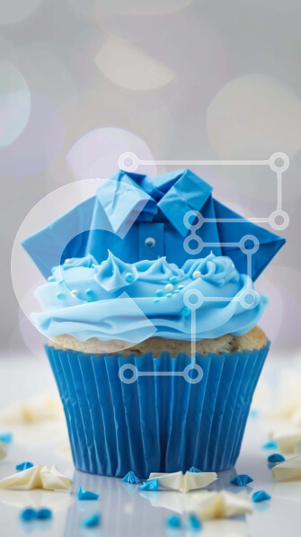 Intra Συλλεκτικό Ξύλινο Παζλ Plywood  4mm - Διακοσμητικό Cupcake με πουκάμισο Origami και Sprinkles Σε Ξύλινο Κουτί - Διαστάσεις: 10x10 cm – 25 κομμάτια