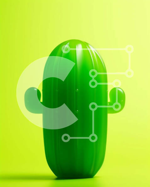 Intra Συλλεκτικό Ξύλινο Παζλ Plywood  4mm - Πράσινος πλαστικός κάκτος σε πορτοκαλί φόντο Σε Ξύλινο Κουτί - Διαστάσεις: 10x10 cm – 25 κομμάτια