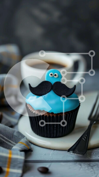 Intra Συλλεκτικό Ξύλινο Παζλ Plywood  4mm - Λαχταριστό Cupcake με Blue Mustache Frosting Σε Ξύλινο Κουτί - Διαστάσεις: 10x10 cm – 25 κομμάτια