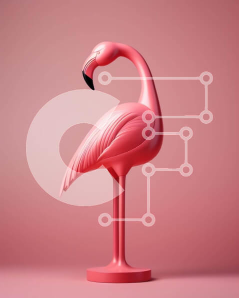 Intra Συλλεκτικό Ξύλινο Παζλ Plywood  4mm - Ροζ άγαλμα φλαμίνγκο σε αφηρημένο ροζ φόντο Σε Ξύλινο Κουτί - Διαστάσεις: 10x10 cm – 25 κομμάτια