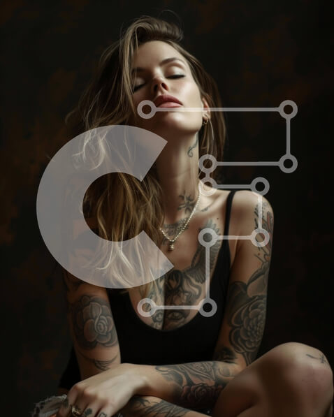 Intra Συλλεκτικό Ξύλινο Παζλ Plywood  4mm - Γυναίκα με τατουάζ χέρια, πόδια και χέρια Σε Ξύλινο Κουτί - Διαστάσεις Puzzle: 10x10 cm – 25 κομμάτια