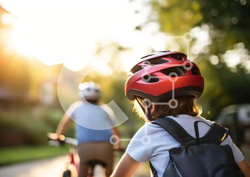 Intra Συλλεκτικό Ξύλινο Παζλ Plywood  4mm - Παιδιά που κάνουν ποδήλατα στο δρόμο Σε Ξύλινο Κουτί - Διαστάσεις Puzzle: 10x10 cm – 25 κομμάτια