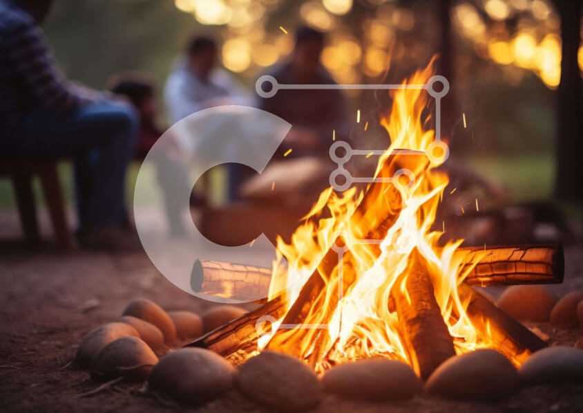 Intra Συλλεκτικό Ξύλινο Παζλ Plywood  4mm - Συγκέντρωση φωτιάς στο δάσος Σε Ξύλινο Κουτί - Διαστάσεις: 10x10 cm – 25 κομμάτια