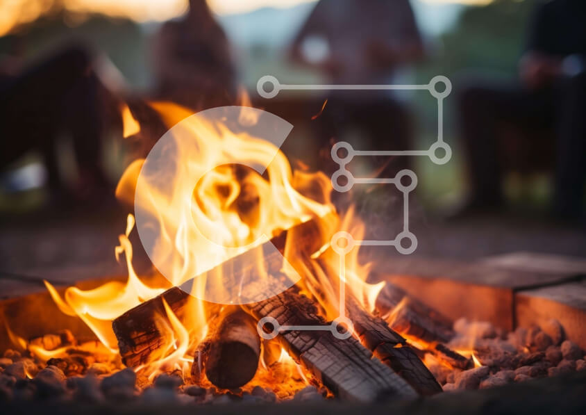 Intra Συλλεκτικό Ξύλινο Παζλ Plywood  4mm - Συγκέντρωση στη φωτιά με ανθρώπους που απολαμβάνουν τη ζεστασιά Σε Ξύλινο Κουτί - Διαστάσεις: 10x10 cm – 25 κομμάτια