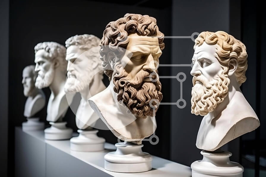 Intra Συλλεκτικό Ξύλινο Παζλ Plywood  4mm - Προτομές Αρχαίων Ελλήνων Φιλοσόφων στο Μητροπολιτικό Μουσείο Τέχνης Σε Ξύλινο Κουτί - Διαστάσεις Puzzle: 10x10 cm – 25 κομμάτια