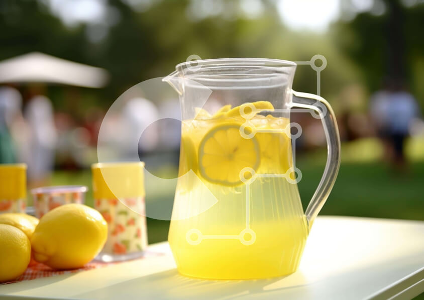 Σετ των 2 Intra Συλλεκτικό Ξύλινο Παζλ Plywood  4mm - Δροσιστική στάμνα λεμονάδας με φρέσκα λεμόνια σε εξωτερικούς χώρους Σε Ξύλινο Κουτί - Διαστάσεις: 10x10 cm – 25 κομμάτια