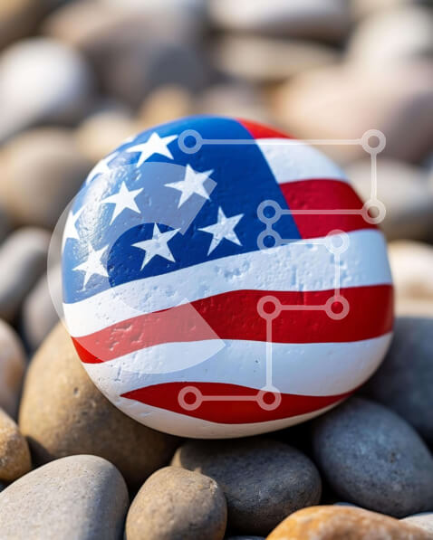 Intra Συλλεκτικό Ξύλινο Παζλ Plywood  4mm - Ροκ με αμερικανική σημαία στο Top of Rocks Σε Ξύλινο Κουτί - Διαστάσεις Puzzle: 10x10 cm – 25 κομμάτια