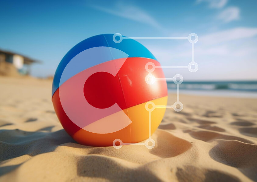 Intra Συλλεκτικό Ξύλινο Παζλ Plywood  4mm - Πολύχρωμη μπάλα παραλίας στην αμμώδη παραλία Σε Ξύλινο Κουτί - Διαστάσεις: 10x10 cm – 25 κομμάτια