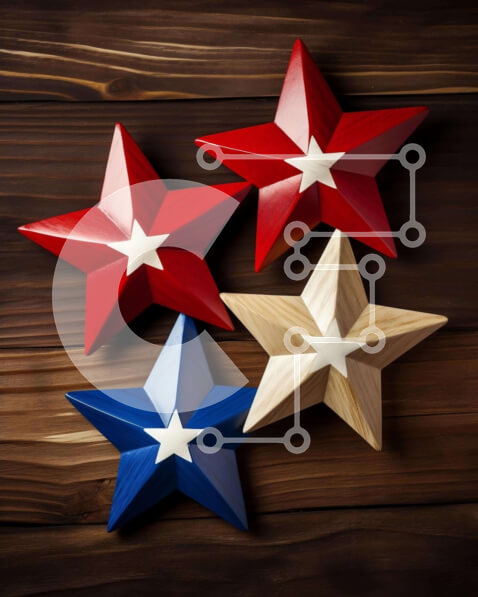 Intra Συλλεκτικό Ξύλινο Παζλ Plywood  4mm - Πατριωτικό Ξύλινο Αστέρια Διακόσμηση Σε Ξύλινο Κουτί - Διαστάσεις Puzzle: 10x10 cm – 25 κομμάτια