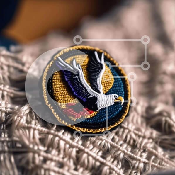 Intra Συλλεκτικό Ξύλινο Παζλ Plywood  4mm - Κεντητό μπάλωμα αετού Σε Ξύλινο Κουτί - Διαστάσεις: 10x10 cm – 25 κομμάτια