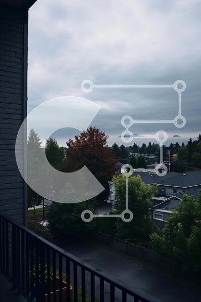 Σετ των 2 Intra Συλλεκτικό Ξύλινο Παζλ Plywood  4mm - Γραφικό Μπαλκόνι με θέα σε Δέντρα και Σπίτια Σε Ξύλινο Κουτί - Διαστάσεις: 10x10 cm – 25 κομμάτια