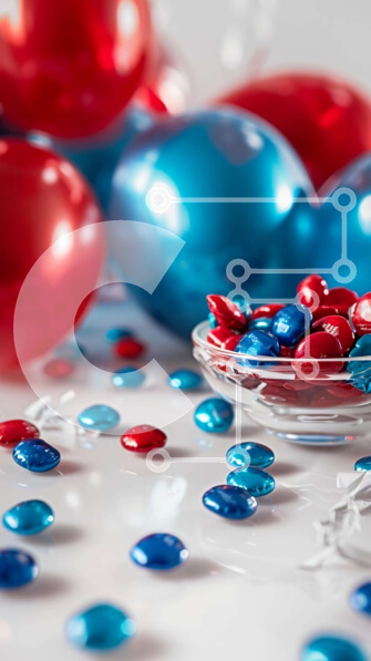 Intra Συλλεκτικό Ξύλινο Παζλ Plywood  4mm - Πολύχρωμο μπολ καραμέλα με μπαλόνια και κομφετί Σε Ξύλινο Κουτί - Διαστάσεις Puzzle: 10x10 cm – 25 κομμάτια