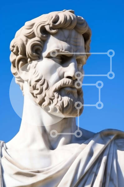 Intra Συλλεκτικό Ξύλινο Παζλ Plywood  4mm - Άγαλμα αρχαίου Έλληνα ανθρώπου ενάντια στο γαλάζιο του ουρανού Σε Ξύλινο Κουτί - Διαστάσεις Puzzle: 10x10 cm – 25 κομμάτια