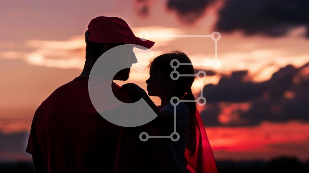 Intra Συλλεκτικό Ξύλινο Παζλ Plywood  4mm - Πατέρας και κόρη σιλουέτα ενάντια στο ηλιοβασίλεμα Σε Ξύλινο Κουτί - Διαστάσεις Puzzle: 10x10 cm – 25 κομμάτια