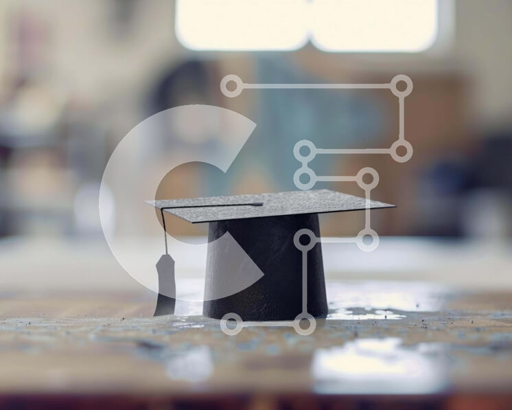 Intra Συλλεκτικό Ξύλινο Παζλ Plywood  4mm - Μαύρο καπέλο αποφοίτησης στο τραπέζι Σε Ξύλινο Κουτί - Διαστάσεις Puzzle: 10x10 cm – 25 κομμάτια