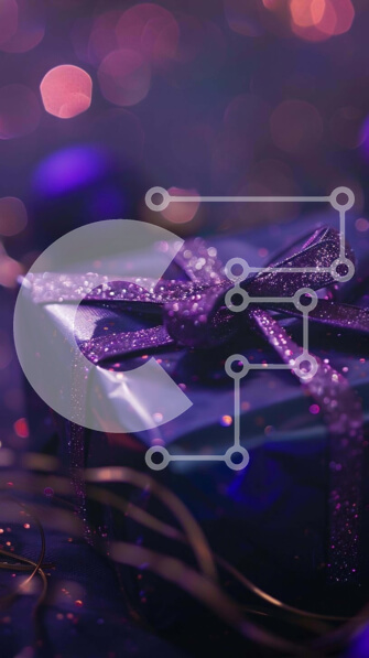 Intra Συλλεκτικό Ξύλινο Παζλ Plywood  4mm - Γιορτινό μωβ κουτί δώρου με χρυσή κορδέλα και στολίδια Σε Ξύλινο Κουτί - Διαστάσεις: 10x10 cm – 25 κομμάτια