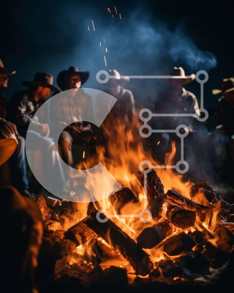 Intra Συλλεκτικό Ξύλινο Παζλ Plywood  4mm - Cowboys by the Fire Pit Σε Ξύλινο Κουτί - Διαστάσεις Puzzle: 10x10 cm – 25 κομμάτια