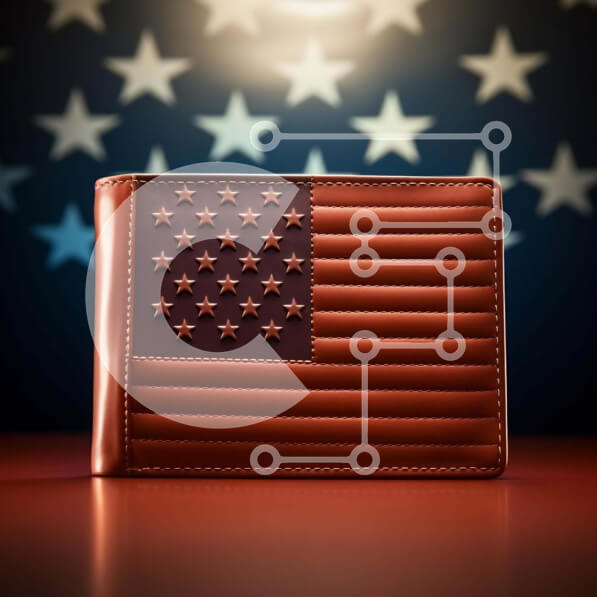 Intra Συλλεκτικό Ξύλινο Παζλ Plywood  4mm - Πατριωτικό δερμάτινο πορτοφόλι με σχέδιο αμερικανικής σημαίας Σε Ξύλινο Κουτί - Διαστάσεις: 10x10 cm – 25 κομμάτια