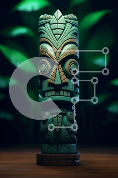 Intra Συλλεκτικό Ξύλινο Παζλ Plywood  4mm - Ξύλινη εξωτερική οθόνη Tiki Totem Σε Ξύλινο Κουτί - Διαστάσεις Puzzle: 10x10 cm – 25 κομμάτια