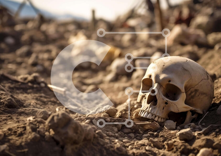 Intra Συλλεκτικό Ξύλινο Παζλ Plywood  4mm - Κρανίο στο έδαφος Σε Ξύλινο Κουτί - Διαστάσεις: 10x10 cm – 25 κομμάτια