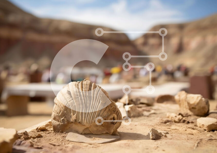 Intra Συλλεκτικό Ξύλινο Παζλ Plywood  4mm - Άνθρωποι κοντά στον αρχαιολογικό χώρο στην έρημο Σε Ξύλινο Κουτί - Διαστάσεις Puzzle: 10x10 cm – 25 κομμάτια