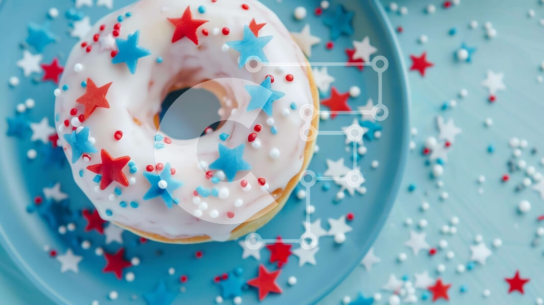 Σετ των 2 Intra Συλλεκτικό Ξύλινο Παζλ Plywood  4mm - Εορταστικό ντόνατ με αστέρια στο μπλε πιάτο Σε Ξύλινο Κουτί - Διαστάσεις: 10x10 cm – 25 κομμάτια