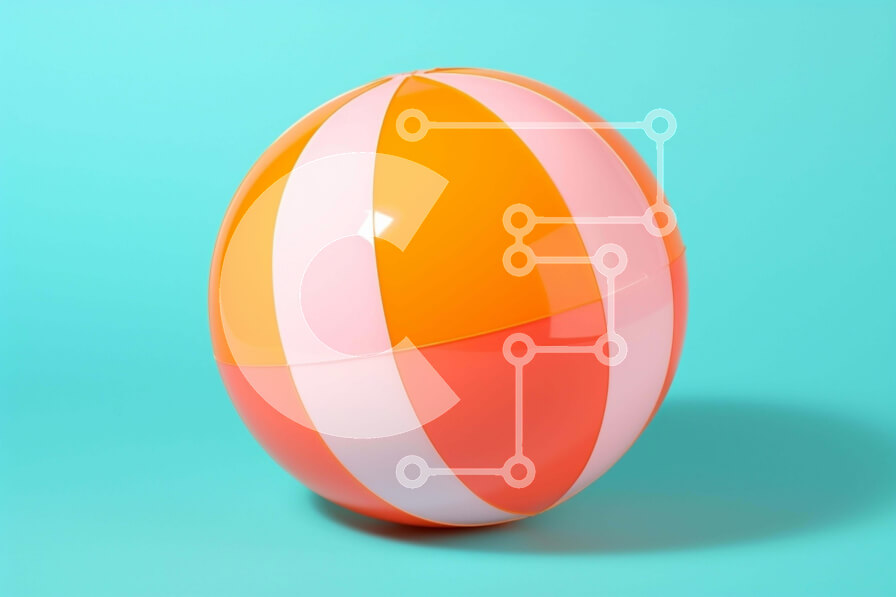 Intra Συλλεκτικό Ξύλινο Παζλ Plywood  4mm - Πορτοκαλί και άσπρη ριγέ μπάλα σε μπλε φόντο Σε Ξύλινο Κουτί - Διαστάσεις Puzzle: 10x10 cm – 25 κομμάτια