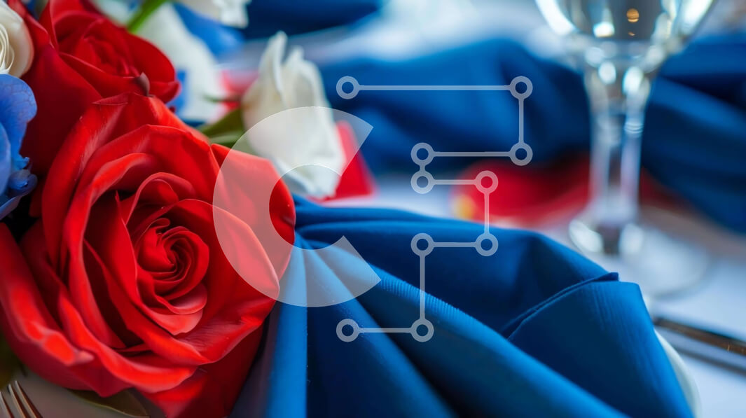 Intra Συλλεκτικό Ξύλινο Παζλ Plywood  4mm - Πατριωτικό μπουκέτο με κόκκινα, λευκά και μπλε λουλούδια Σε Ξύλινο Κουτί - Διαστάσεις Puzzle: 10x10 cm – 25 κομμάτια