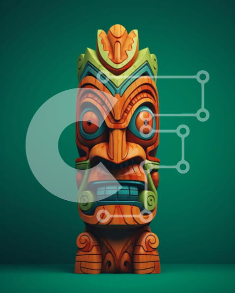 Intra Συλλεκτικό Ξύλινο Παζλ Plywood  4mm - Πολύχρωμο ξύλινο έργο τέχνης Tiki Totem Σε Ξύλινο Κουτί - Διαστάσεις Puzzle: 10x10 cm – 25 κομμάτια