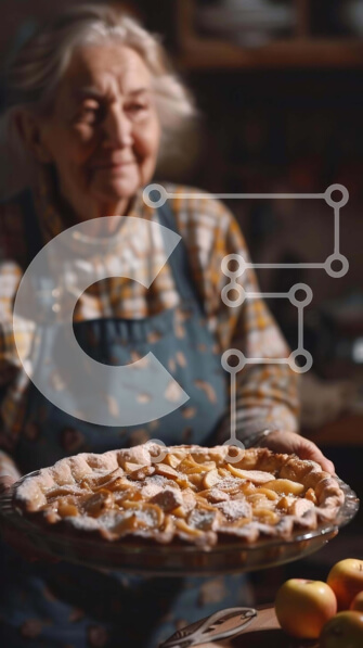 Intra Συλλεκτικό Ξύλινο Παζλ Plywood  4mm - Ηλικιωμένη γυναίκα που κρατά τη φρεσκοψημένη μηλόπιτα Σε Ξύλινο Κουτί - Διαστάσεις: 10x10 cm – 25 κομμάτια