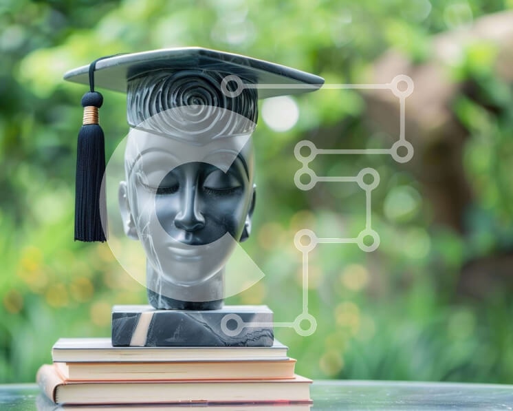 Intra Συλλεκτικό Ξύλινο Παζλ Plywood  4mm - Ακαδημαϊκό μαρμάρινο άγαλμα σε βιβλία με καπάκι αποφοίτησης Σε Ξύλινο Κουτί - Διαστάσεις Puzzle: 10x10 cm – 25 κομμάτια