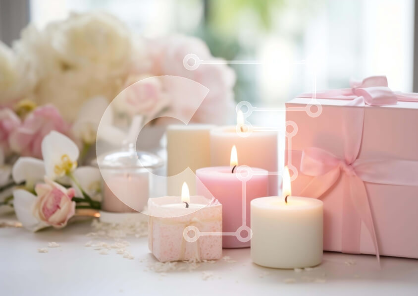 Intra Συλλεκτικό Ξύλινο Παζλ Plywood  4mm - Εορταστικό σετ υπό το φως των κεριών με λουλούδια και κουτί δώρου Σε Ξύλινο Κουτί - Διαστάσεις: 10x10 cm – 25 κομμάτια