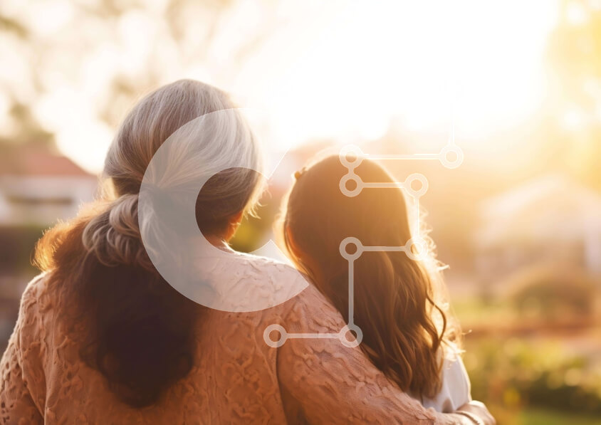 Intra Συλλεκτικό Ξύλινο Παζλ Plywood  4mm - Ηλικιωμένη γυναίκα και νεαρό κορίτσι στο πάρκο Σε Ξύλινο Κουτί - Διαστάσεις Puzzle: 10x10 cm – 25 κομμάτια