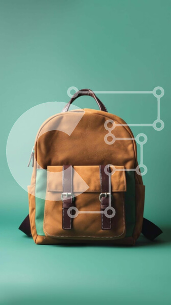 Intra Συλλεκτικό Ξύλινο Παζλ Plywood  4mm - Καφέ σακίδιο πλάτης σε πράσινο φόντο Σε Ξύλινο Κουτί - Διαστάσεις: 10x10 cm – 25 κομμάτια