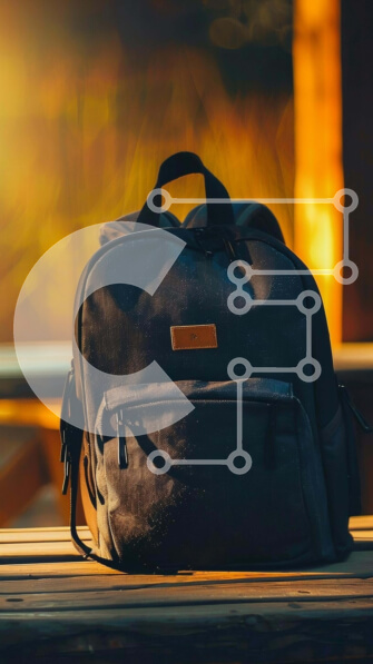 Intra Συλλεκτικό Ξύλινο Παζλ Plywood  4mm - Μαύρο σακίδιο πλάτης σε εξωτερικό πάγκο Σε Ξύλινο Κουτί - Διαστάσεις: 10x10 cm – 25 κομμάτια