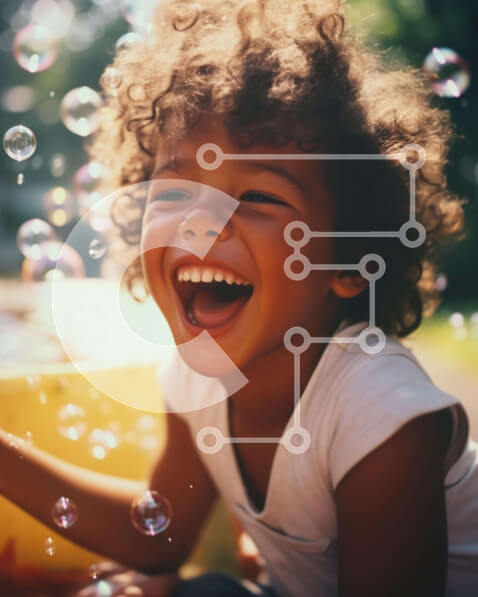 Intra Συλλεκτικό Ξύλινο Παζλ Plywood  4mm - Μικρό παιδί που παίζει με τις σαπουνόφουσκες Σε Ξύλινο Κουτί - Διαστάσεις Puzzle: 10x10 cm – 25 κομμάτια