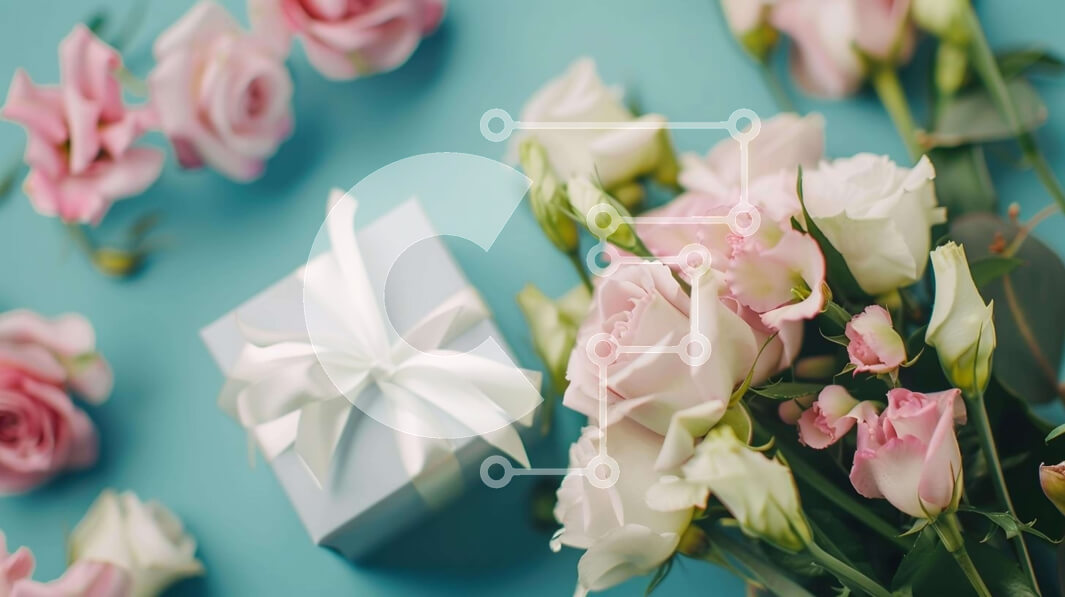 Intra Συλλεκτικό Ξύλινο Παζλ Plywood  4mm - Μπουκέτο με ροζ και λευκά τριαντάφυλλα με κουτί δώρου Σε Ξύλινο Κουτί - Διαστάσεις Puzzle: 10x10 cm – 25 κομμάτια