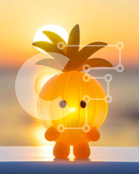 Intra Συλλεκτικό Ξύλινο Παζλ Plywood  4mm - Κίτρινο παιχνίδι ανανά στο ηλιοβασίλεμα Σε Ξύλινο Κουτί - Διαστάσεις: 10x10 cm – 25 κομμάτια