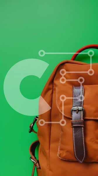 Intra Συλλεκτικό Ξύλινο Παζλ Plywood  4mm - Πορτοκαλί σακίδιο πλάτης σε πράσινο φόντο Σε Ξύλινο Κουτί - Διαστάσεις: 10x10 cm – 25 κομμάτια